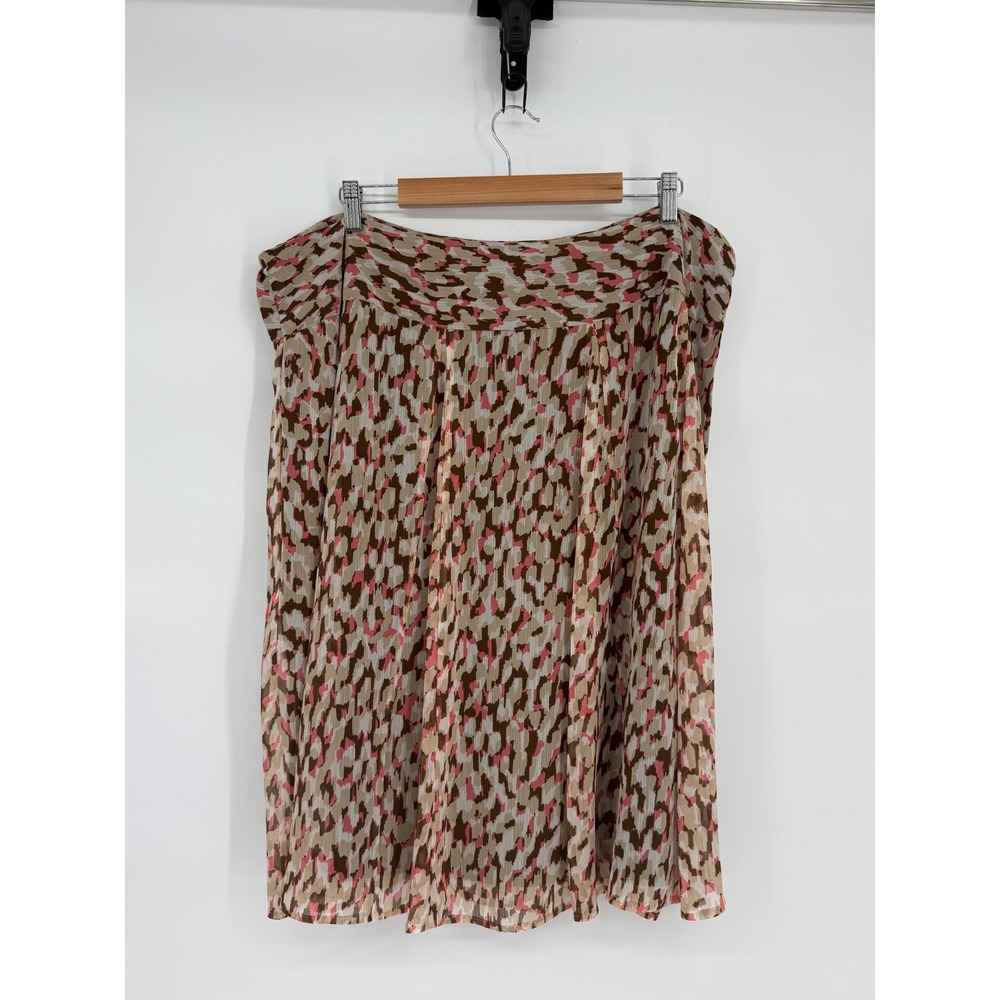 Emma James Woman Pink Brown‎ Abstract Leopard Print Midi Skirt Plus Sz 20W
